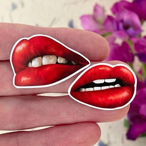 Red Lips Stickers: Hand-Drawn Waterproof Vinyl Decals
