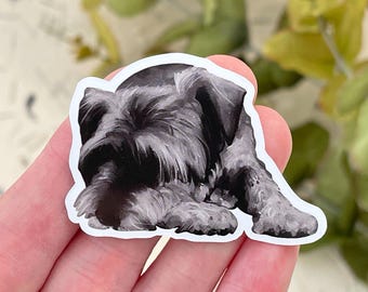 Sleeping Terrier Dog Vinyl Sticker: Hand-Drawn Waterproof Decal