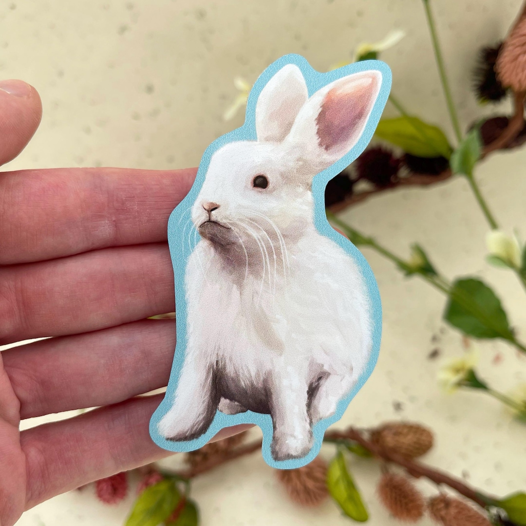 White Rabbit Vinyl Sticker – Hand Drawn Waterproof Decal - Etsy