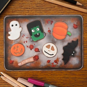 Halloween Cookies Sticker Sheet | Hand Drawn, A5, Matte Vinyl Stickers