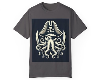 T-shirt graphique pieuvre pirate : haut d'aventure en mer nautique