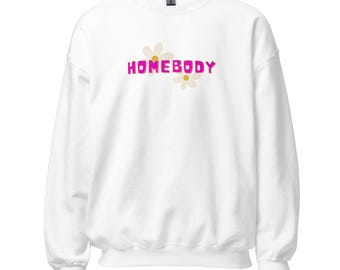 Sudadera unisex con cuello redondo y estampado floral Homebody