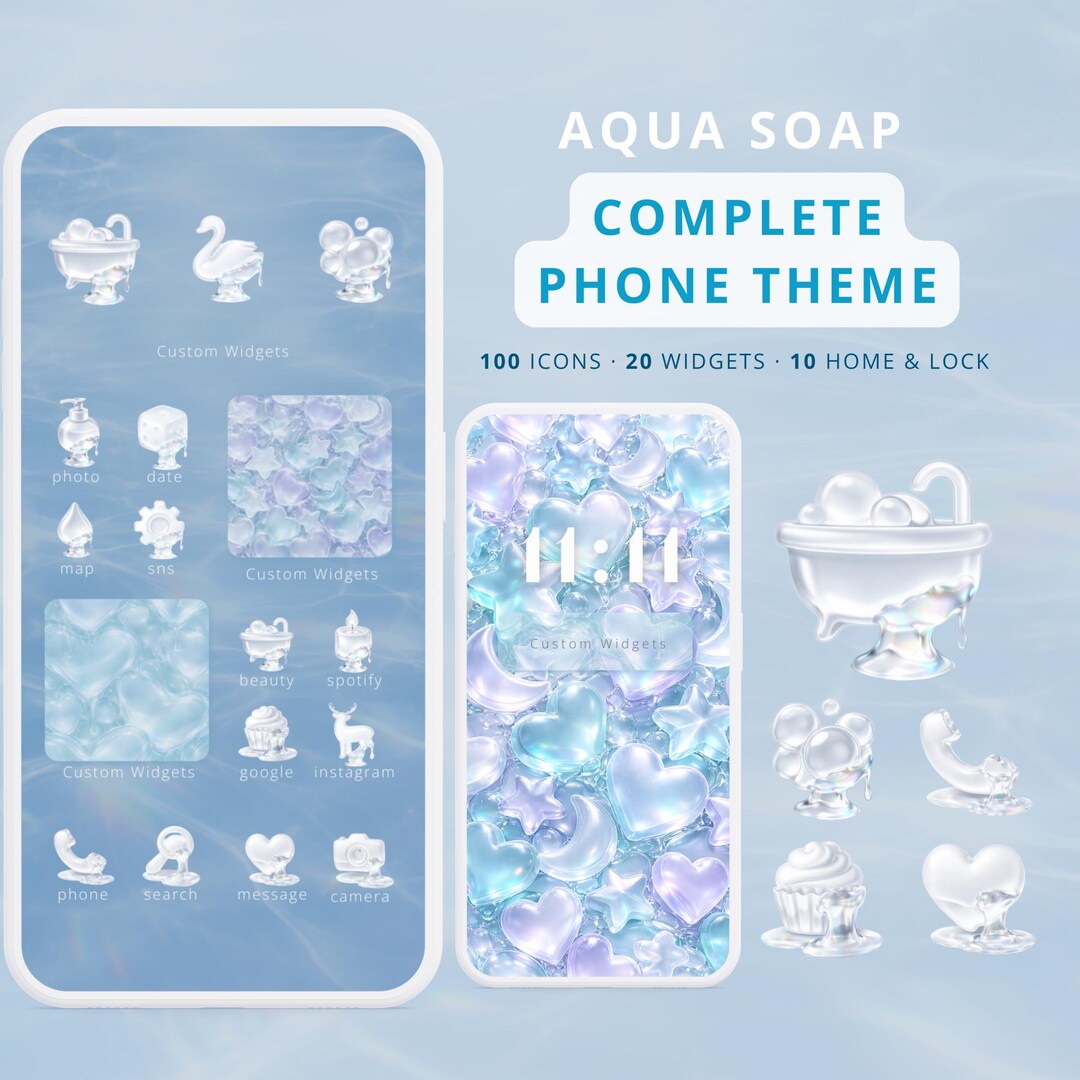 Ios Aqua Aqua Soap iPhone Icon Pack – 100 Glass App Icons, 20 Widgets, 10 ...