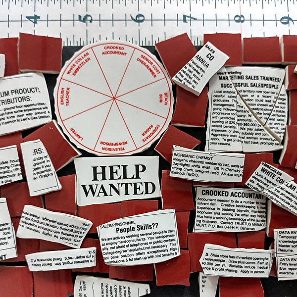 HELP WANTED – funny ads - hand cut broken Ceramic Mosaic Tiles