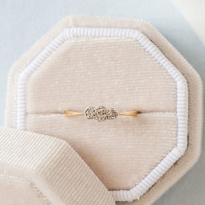 Art Nouveau Platinum Diamond Trilogy Engagement Ring and 18K Gold, Antique Engagement Ring, Vintage Engagement Ring, Diamond Engagement Ring image 1