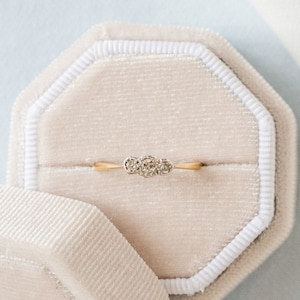 Art Nouveau Platinum Diamond Trilogy Engagement Ring and 18K Gold, Antique Engagement Ring, Vintage Engagement Ring, Diamond Engagement Ring