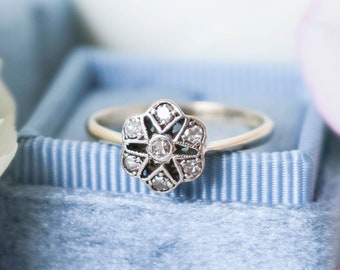 Floral Engagement, Diamond Flower, Flower Engagement, 18k Gold Engagement, Vintage Engagement, Art Deco Engagement, Flower Engagement Ring