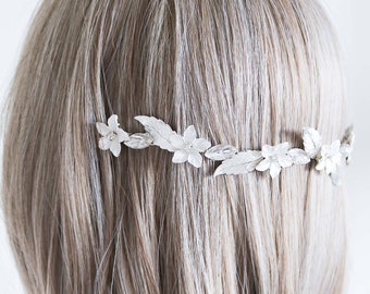 Floral Headband, Crystal Leaf Headband, Flower Headband, Flower Headband, Crystal Flower Hairpiece, Leaf Hairvine, Floral Hairvine, Crystal