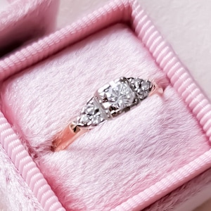 Vintage Engagement Ring, Art Deco Engagement Ring, 14k Yellow Gold, White Gold, Diamond Engagement Ring, Diamond Vintage Ring, Geometric