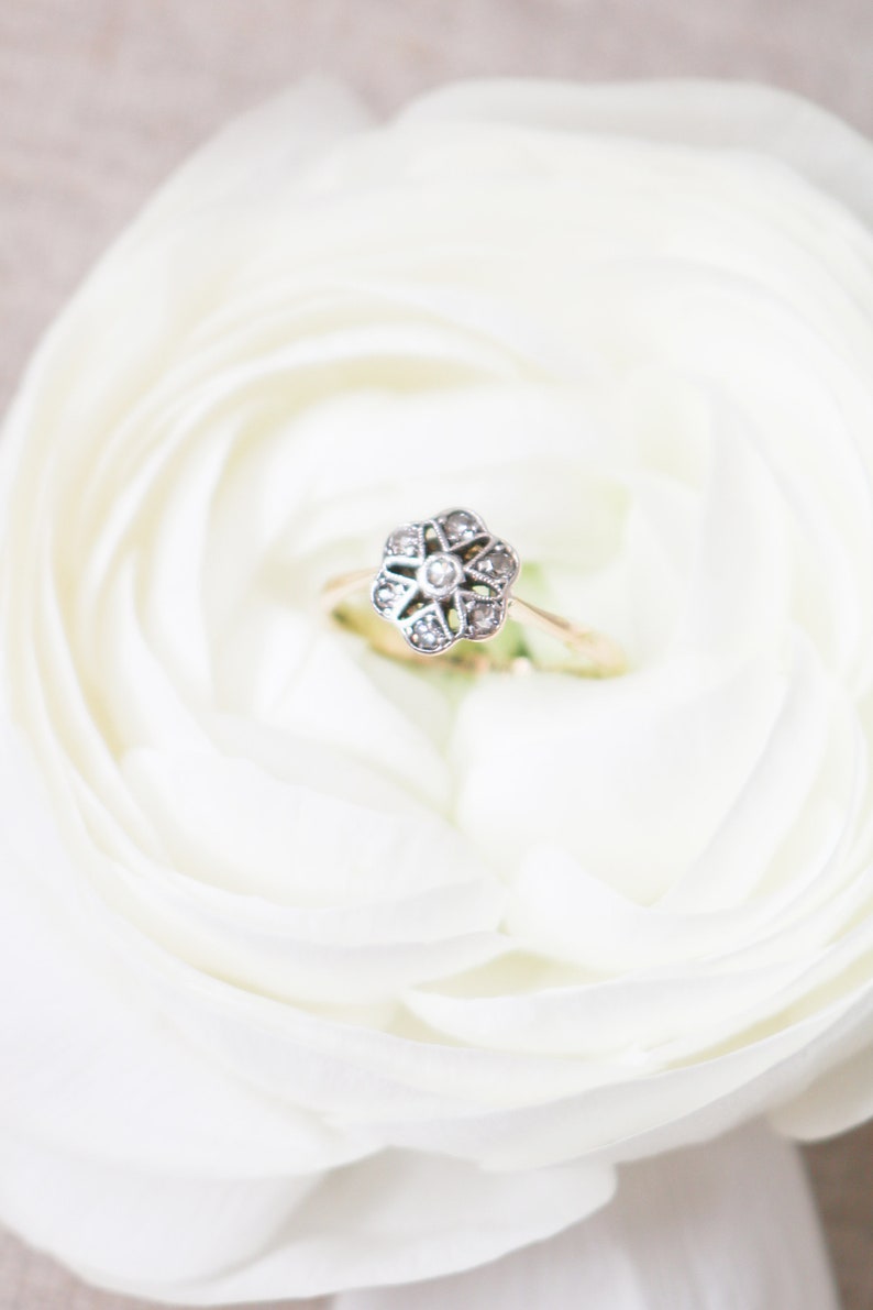 Floral Engagement, Diamond Flower, Flower Engagement, 18k Gold Engagement, Vintage Engagement, Art Deco Engagement, Flower Engagement Ring image 7