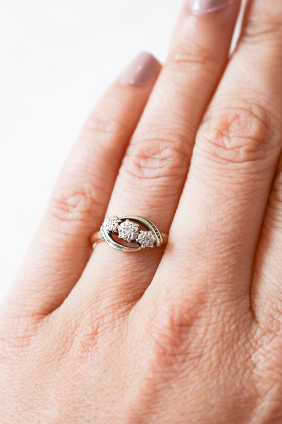 Diamond Trilogy Engagement Ring, Vintage Engageme… - image 2