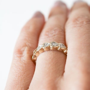 Diamond Half Eternity Wedding Band, Heart Wedding Band, 9ct Gold, Vintage Wedding Band, Vintage Engagement Ring, Antique Wedding Band, Heart image 5