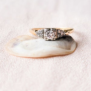 Vintage Engagement Ring, Art Deco Engagement Ring, 14k Yellow Gold, White Gold, Diamond Engagement Ring, Diamond Vintage Ring, Geometric image 6