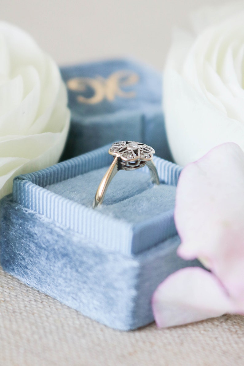 Floral Engagement, Diamond Flower, Flower Engagement, 18k Gold Engagement, Vintage Engagement, Art Deco Engagement, Flower Engagement Ring image 2