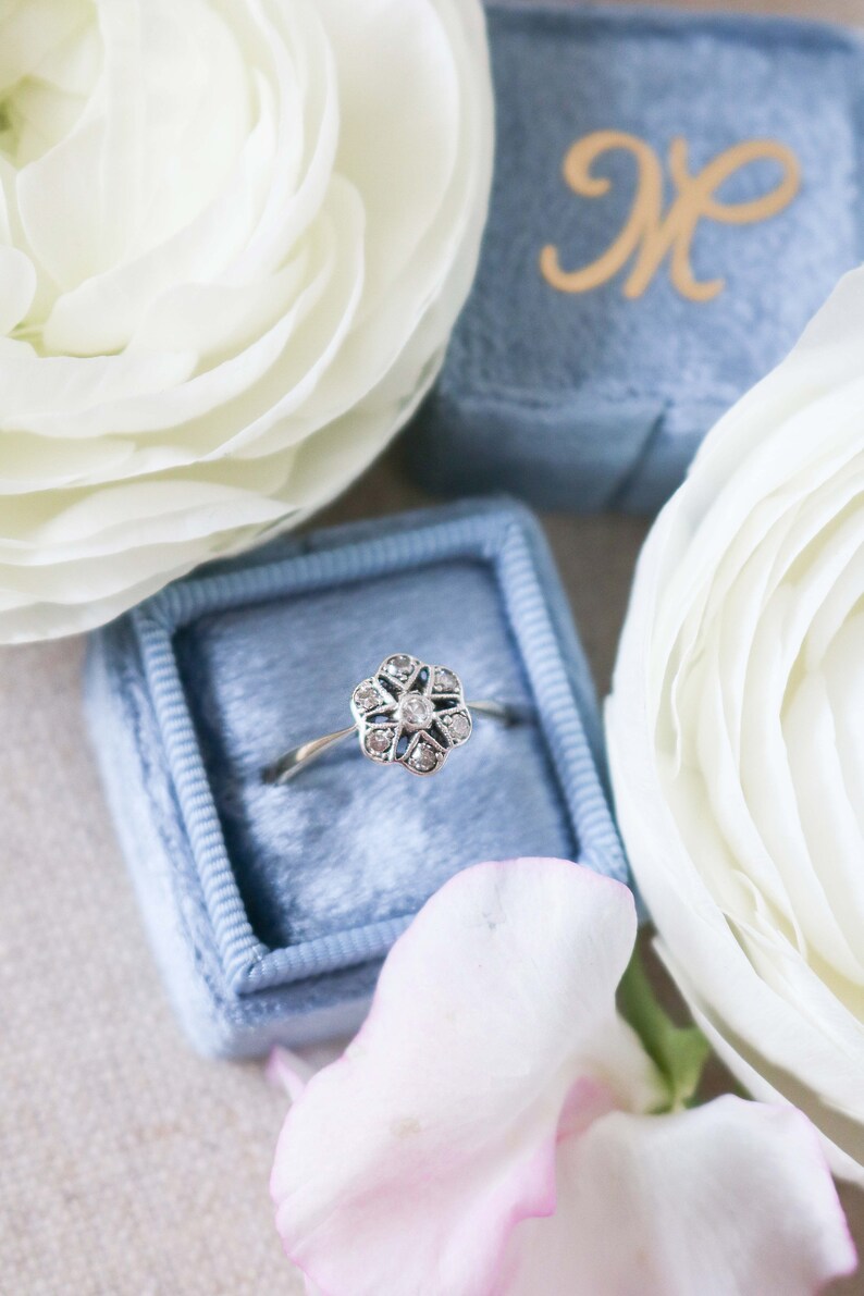 Floral Engagement, Diamond Flower, Flower Engagement, 18k Gold Engagement, Vintage Engagement, Art Deco Engagement, Flower Engagement Ring image 8