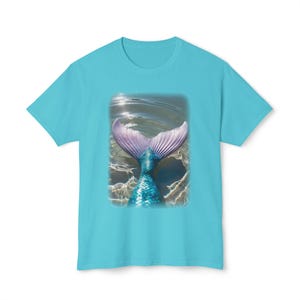 Mermaidcore Aesthetic T-Shirt, Shimmering Mermaid Tail in Ocean Water Graphic Tee, Sea-Inspired Fantasy Shirt for Coastal Dreamers