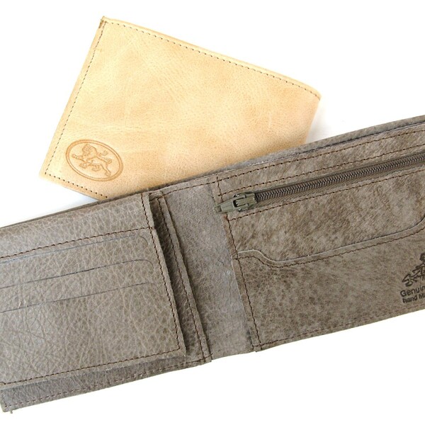 Portefeuille en cuir pour hommes - en lisse gris (n&deg; 314)