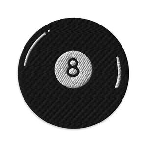 8 Ball Pool Aufnäher - Billard-inspiriertes Bügelbild für Jacken, Taschen, Hüte & mehr | Tattoo-Stil Pool Queue Liebhaber Geschenk