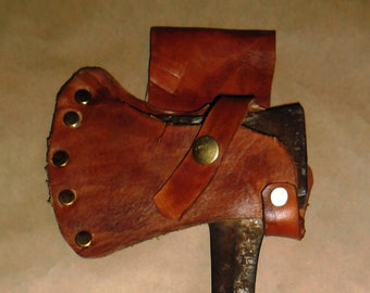 Ren faire Renaissance steampunk woodsman-style hip ax with leather holster