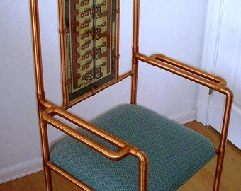 Hand-made SOLID COPPER "Electric Throne" chair with proprietary deep finish + FREE laser-cut Coppersmith Design necklace