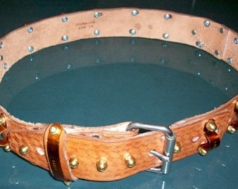 Steampunk leather brass and copper belt + FREE BONUS: laser-cut Coppersmith Design necklace