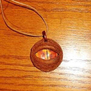 Leather and glass eye pendat necklace image 3