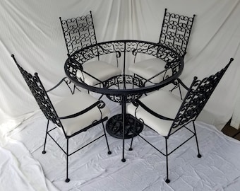 RESTORED Arhtur Umanoff mid-century wrought iron Granada dining set