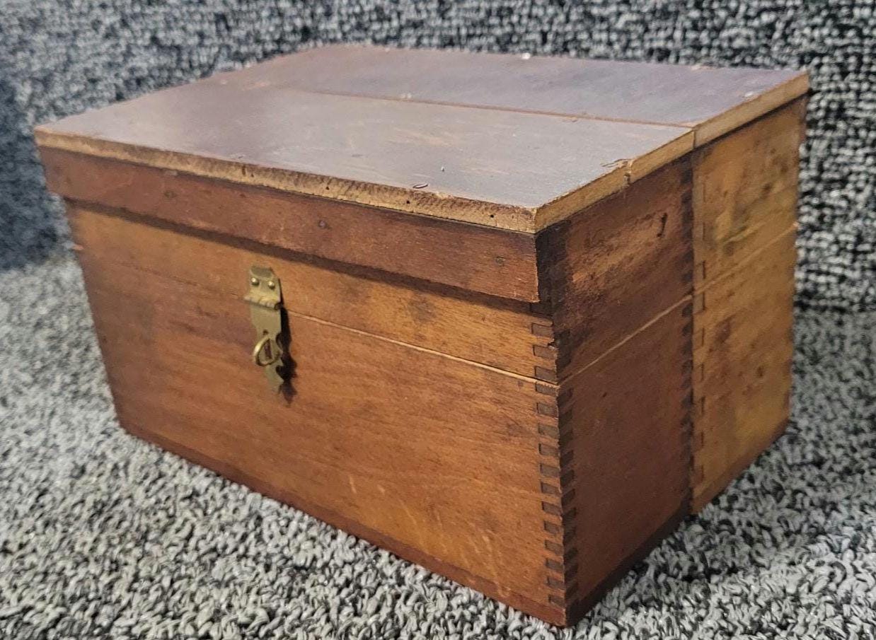 Antique Wooden Box: Primitive Dovetail Cubby Storage - Etsy