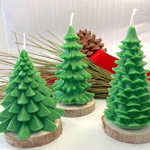 Christmas Gift Candle shaped like a Tree, 4 &quot; tall, Handmade Holiday Present, Pine Tree Green Soy Candle, Scented/Unscented, Home decor Gift