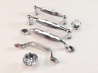 6 Maniglie Per Armadietti In Cristallo Lucido, Maniglie Per Cassetti, Armadietti, Mobili, Porte, Per Armadio Da Cucina, 128 Mm