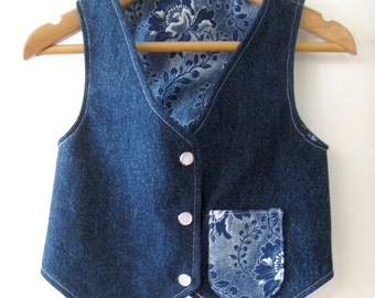 Upcycled reversible Denim and Shweshwe Waistcoat, 1 year