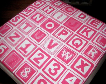 Large Pink Abecederian Box  Floor Cushion - ABC