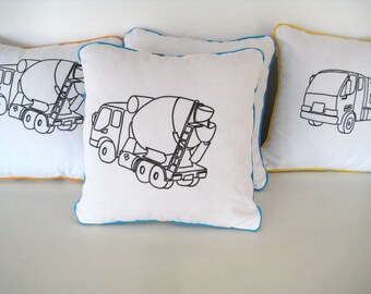 Machine Scatter Cushions, Turquoise Concrete Mixer