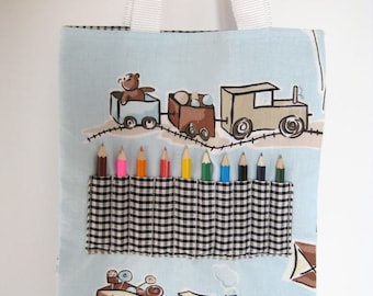 Colouring Bag with Pencils - Train, Toys and Ship