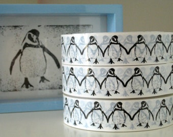 Black and White Penguin Sticky Tape - 66 metres