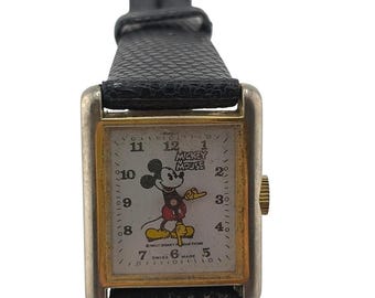 Vintage Bradley Mickey Mouse 1970s Tank Watch Wristwatch