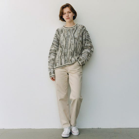 Baracuta, Vintage Baracuta by Tundra Cream Multicolor Sweater L Made Canada Cotton Blend