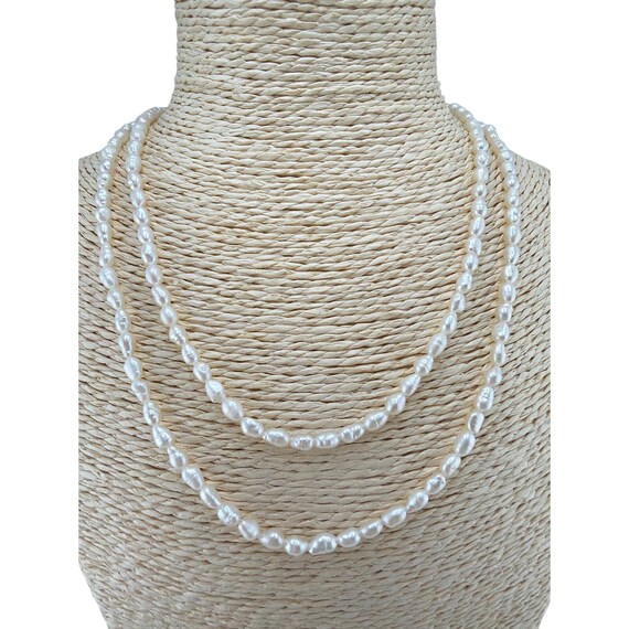 Vintage Continuous Strand Irregular Freshwater Rice Pearl Necklace