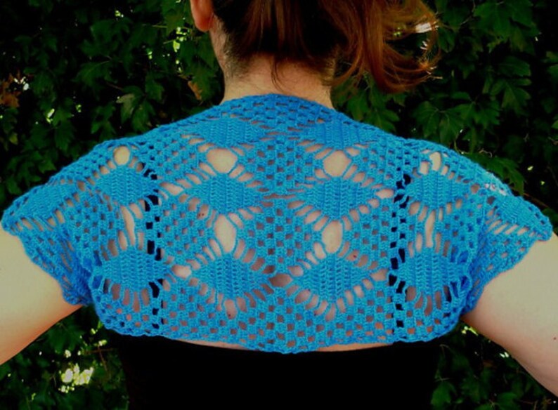 Diamond Lace Shrug Crochet Pattern pdf image 1