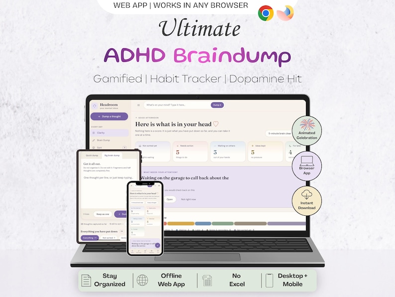 ADHD Brain Dump Organizer App | Executive Function & Time Blocking ADHD ...