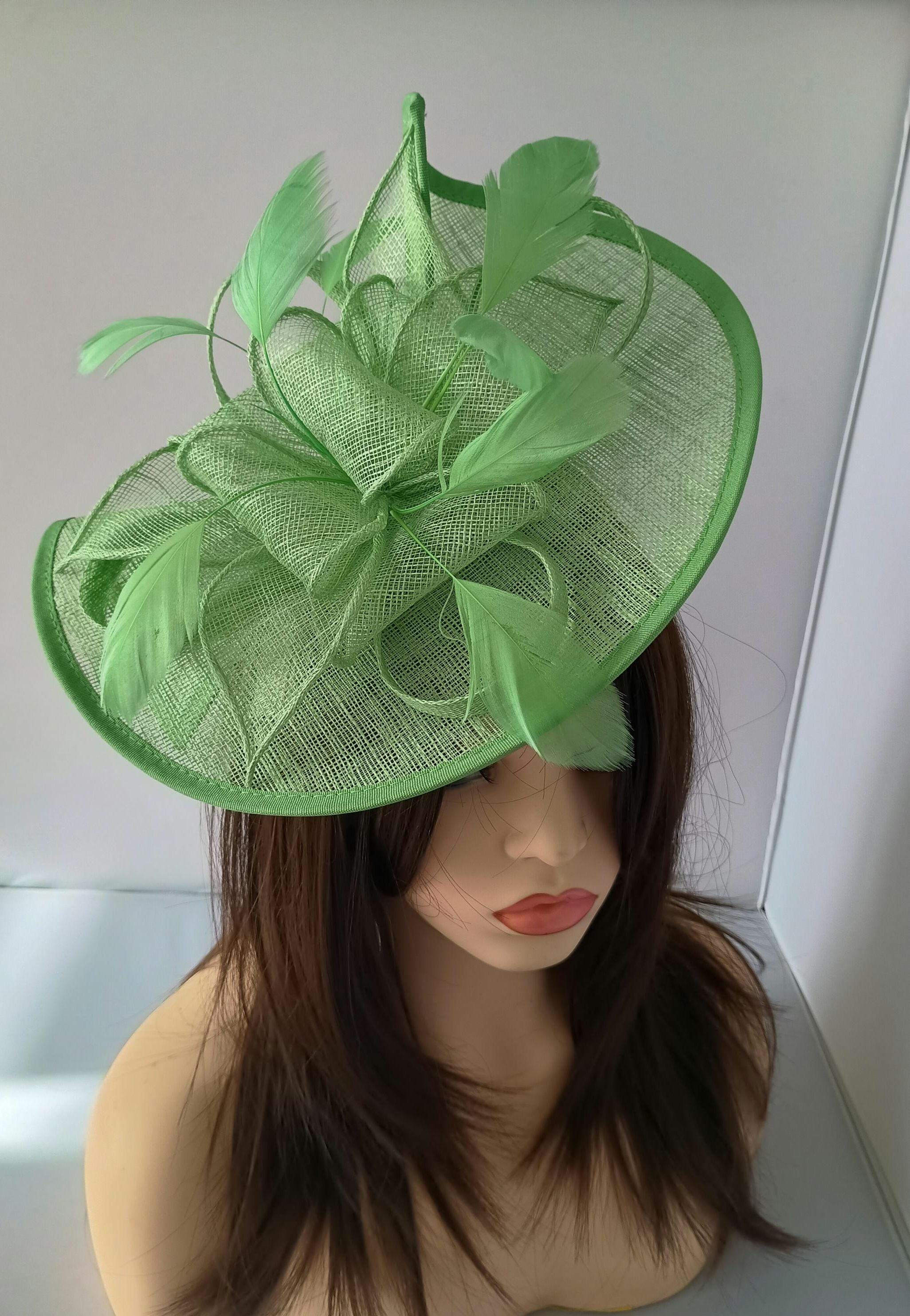 Elegant Mint Green Large Fascinator Hat Seafoam mint green flower disc saucer fascinator hat – House  main image 3