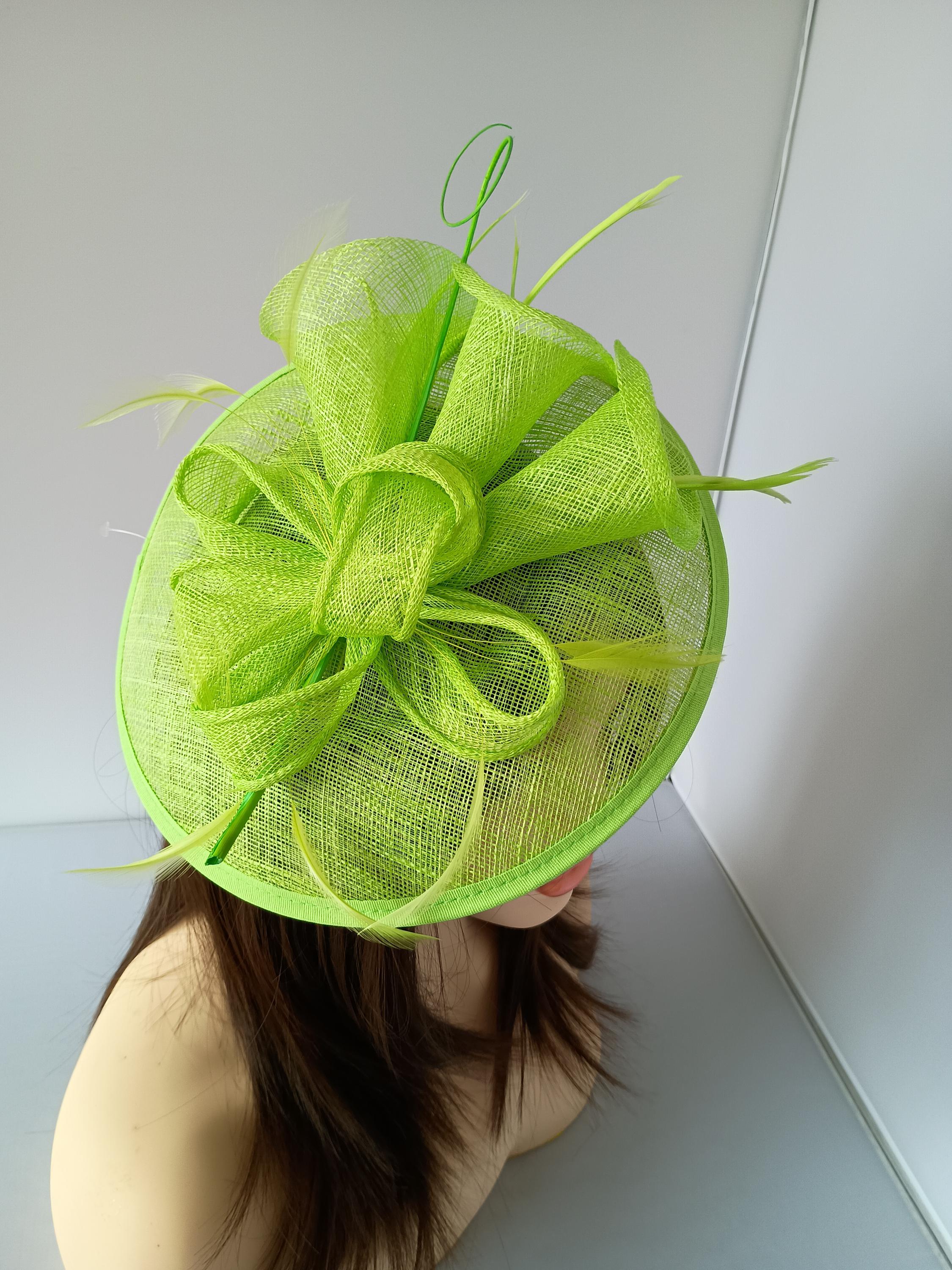 Elegant Lime Green Fascinator Lime Green Teardrop Disc Fascinator for Weddings & The Races main image 3