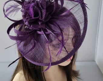 Dark Purple Fascinator Clip & Headband For wedding, Royal Ascot, Ladies day, wedding occasion