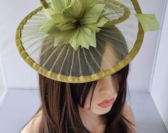 Sage Green Olive Fascinator Headband, Wedding Ascot Ladies Day Occasion (22cm)