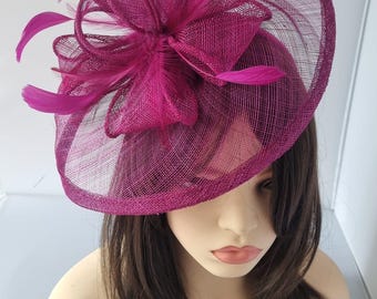 Magenta Fascinator Clip & Headband For wedding, Royal Ascot, Ladies day, wedding occasion
