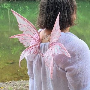 Enchanted Thalia Fairy Wings size Extra Small / Infant / Club Wings Pink iridescent organza READY to SHIP image 2