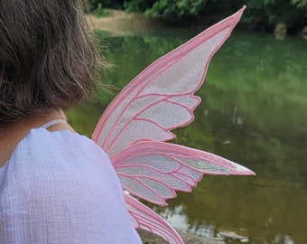 Enchanted Thalia Fairy Wings size Extra Small / Infant / Club Wings Pink iridescent organza READY to SHIP