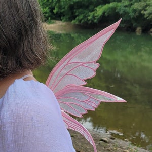 Enchanted Thalia Fairy Wings size Extra Small / Infant / Club Wings Pink iridescent organza READY to SHIP image 1