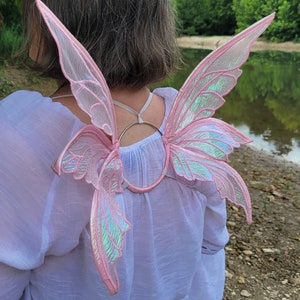 Enchanted Thalia Fairy Wings size Extra Small / Infant / Club Wings Pink iridescent organza READY to SHIP image 4