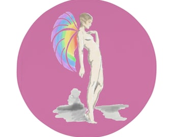 Pinke Polyester Badematte mit verzaubertem Pride Feen Design, auffällige Kunst!